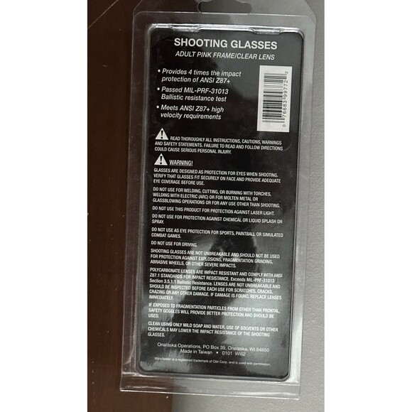 WINCHESTER Ladies Shooting Safety Glasses Pink Frame / Clear Lens Woman NEW - Picture 2 of 2